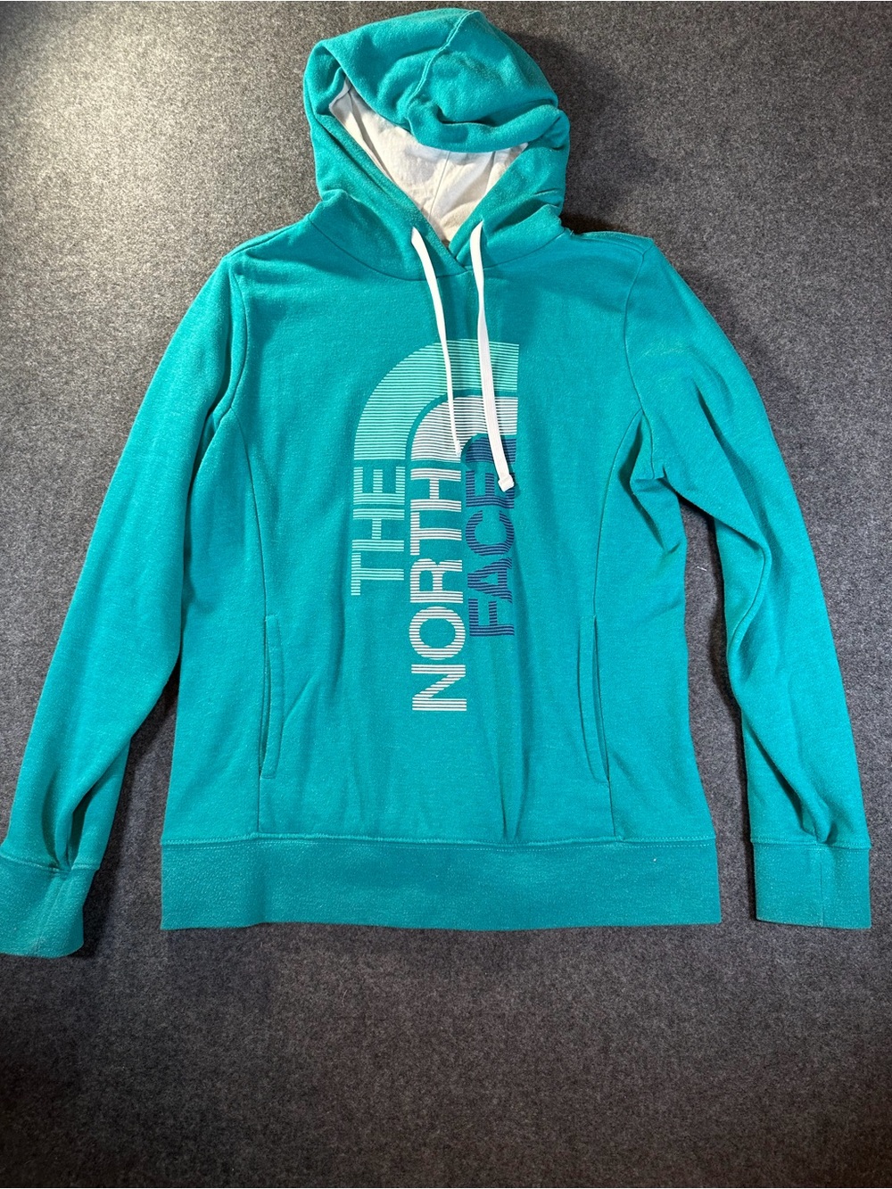 The North Face Teal Zip-Up Hoodie with Front Logo